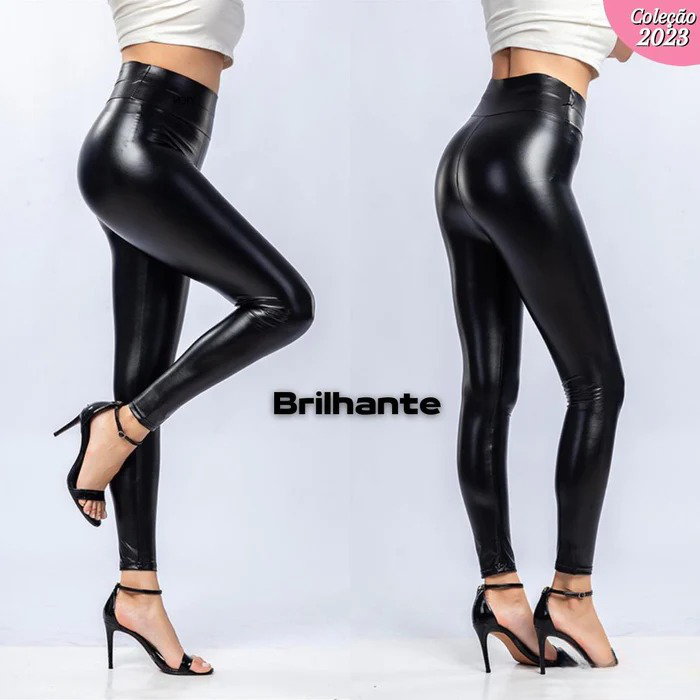 Calça Legging de Couro Aveludada