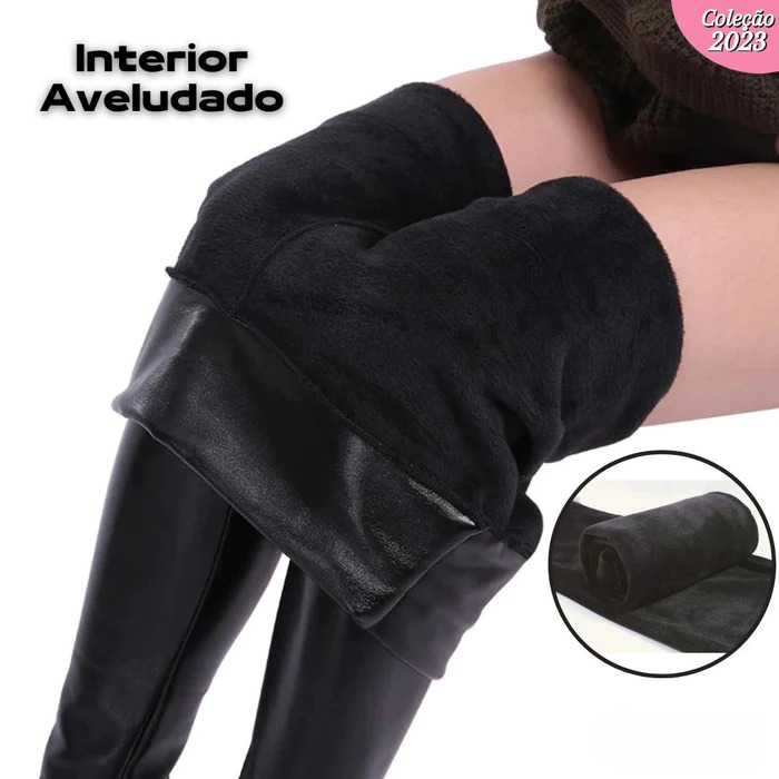 Calça Legging de Couro Aveludada