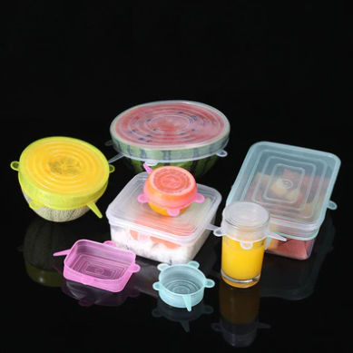 Kit 6 Tampas de Silicone Reutilizável